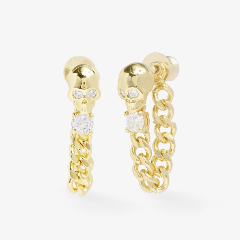 Melinda Maria Ride or Die Soft Hoops 6.8mm - Gold w/ White Diamondettes
